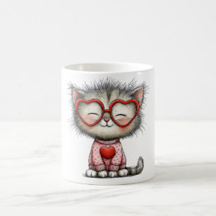 Caneca de café emocionante com design de gatinho