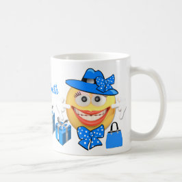 Caneca De Café Emoji Comprando O Sorriso De Texto Personalizado P