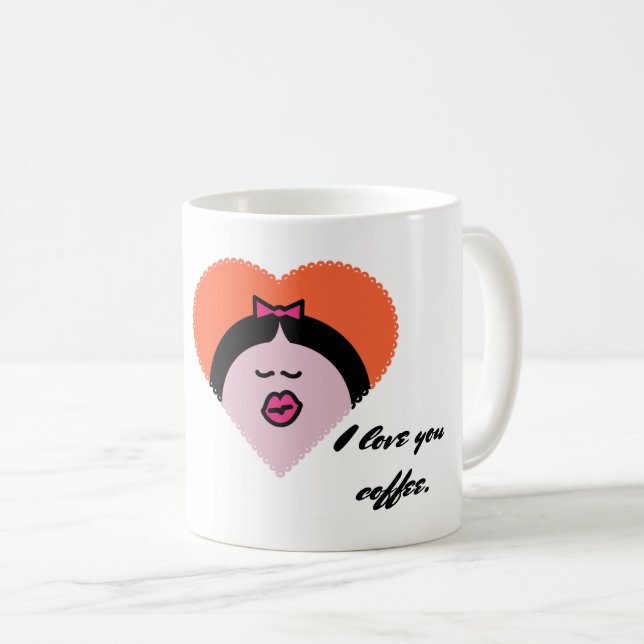 Caneca De Café Emoji de Beijo (Frente Esquerda)