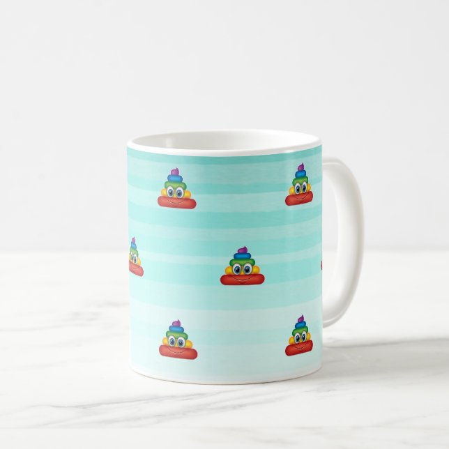 Caneca De Café Emoji de Cocô de Arco-Íris Adorável (Frente Esquerda)