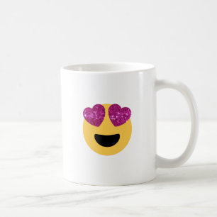 Caneca De Café emoji do olho do coração com brilho