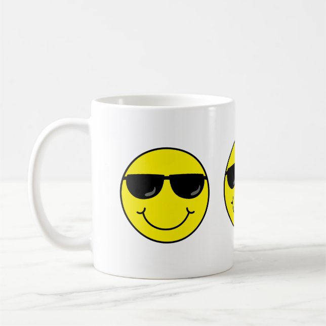 Caneca De Café Emoji legal enfrenta com óculos de sol (Esquerda)