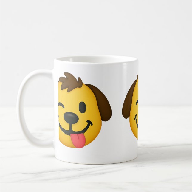 Caneca De Café Emoji Perro Divertido – Estilo Kawaii para Amantes (Esquerda)