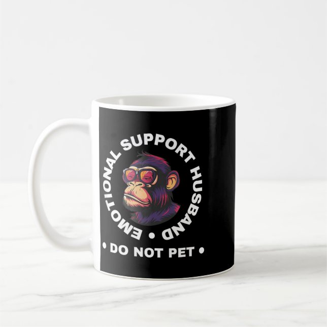 Caneca De Café Emotional Support Husband Do Not Pet Monkey Funny (Esquerda)