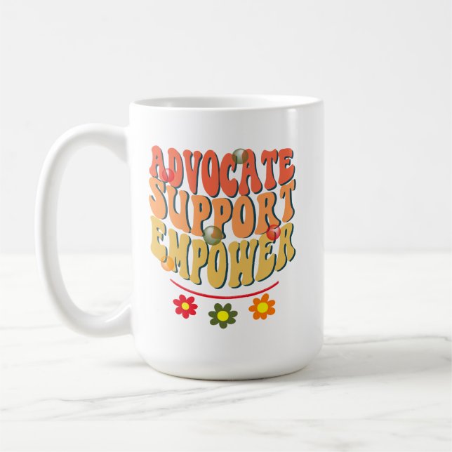 Caneca De Café Empower de Suporte de Advocate, Retro de Trabalhad (Esquerda)