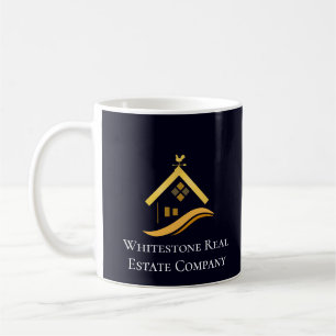 Caneca De Café Empresa de Imóveis Personalizada Chic Black Gold C