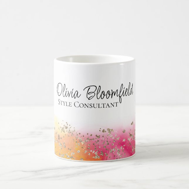 Caneca De Café Empresa rosa Dourada moderna e simples (Centro)