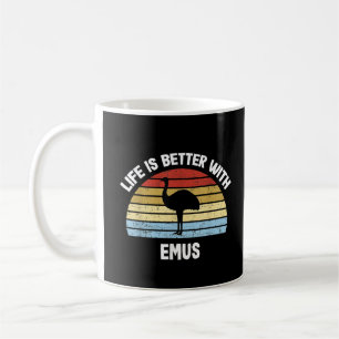 Caneca De Café Emu com texto em alemão A vida é melhor