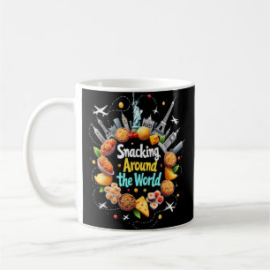 Caneca De Café Encaixando Em Torno Do Mundo Rápido Viagem de Comi