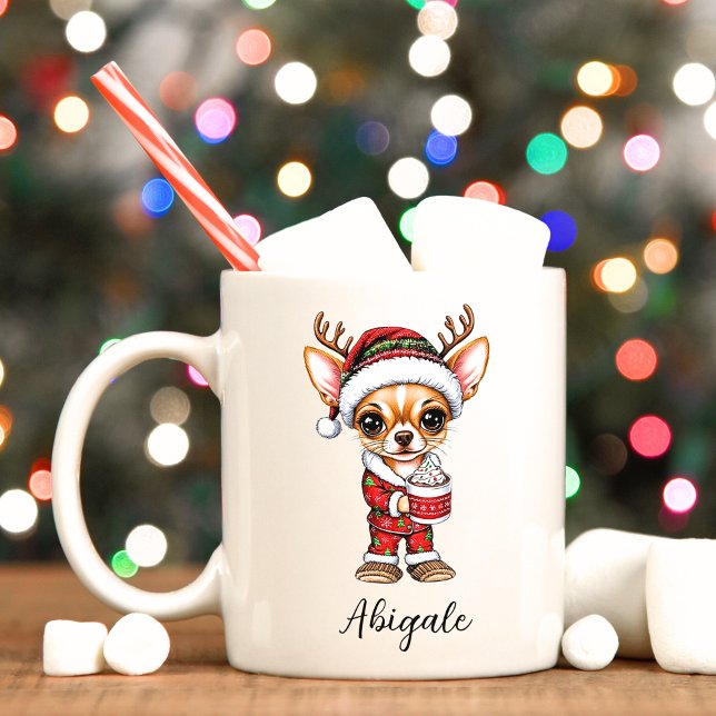 Caneca De Café Encantado Natal Chihuahua Mug (Merry Christmas personalized chihuahua mug. )
