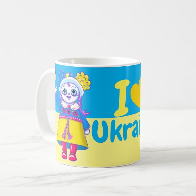 Caneca De Café Encantador de fundos "I Heart Ucrânia" para Ucrâni (Frente Esquerda)