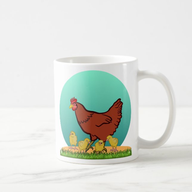 Caneca De Café Encantador de Hen e Pintinhos (Direita)