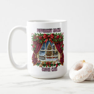 Caneca De Café Encantadora Janela De Natal Com Decoração Festiva
