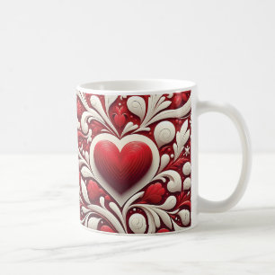 Caneca De Café Encantadora Rea White Hearts Floral Namorados Day
