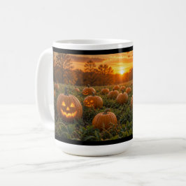 Caneca De Café Encanto de Outono do Campo de Abóboras