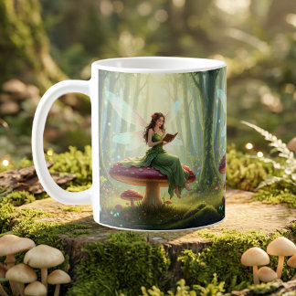 Caneca De Café Enchanted Day Fairy Reading a Book