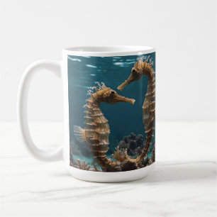 Caneca De Café Encontrar Um Cavalo-Marinho Amigo Sob O Oceano,