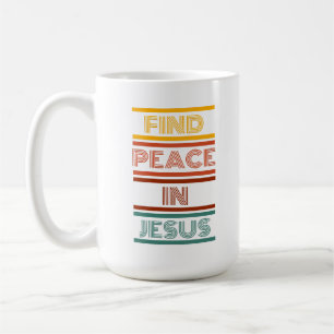 Caneca De Café Encontre a paz em Jesus. Mug De Café Retro