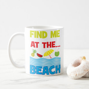 Caneca De Café Encontre-Me Na Férias Tropicais Do Oceano De Praia