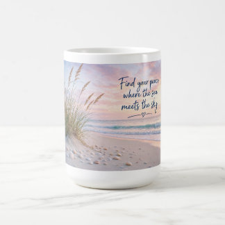 Caneca De Café Encontre Sua Paz Onde o Mar Encontra o Céu Praia