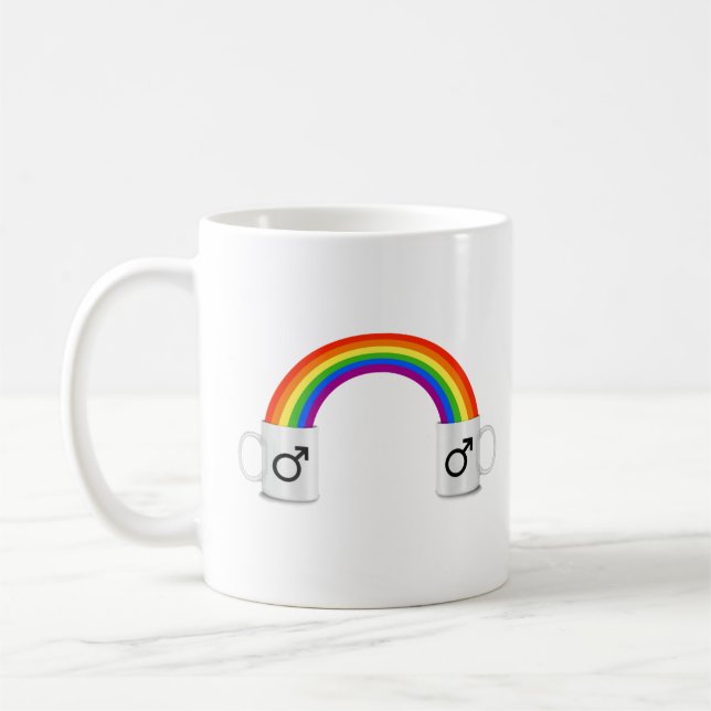 Caneca De Café Encontro Gay de Café com Arco-íris (Esquerda)