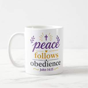 Caneca De Café Encorajamento Cristão Obediência Segue a Paz