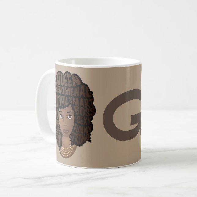 Caneca De Café Encorajando as mulheres negras, Taupe Brown (Frente Esquerda)