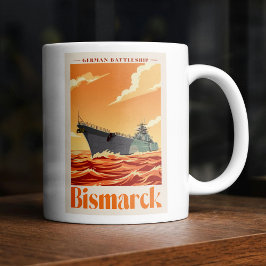 Caneca De Café Encouraçado Alemão Bismarck - Cartaz Naval Antigo