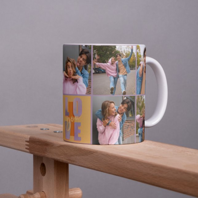 Caneca De Café Energetica Engraçada Eu Te Amo Colagem De Fotos (Criador carregado)