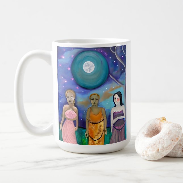 Caneca De Café Energia da Lua | Arte Celestial (Com Donut)