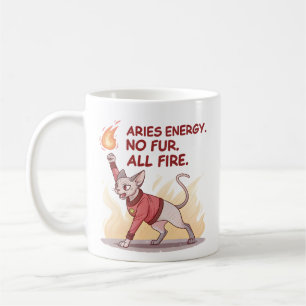 Caneca De Café Energia de Áries Gato Sphynx Sem Pelo Todo Fogo Ar