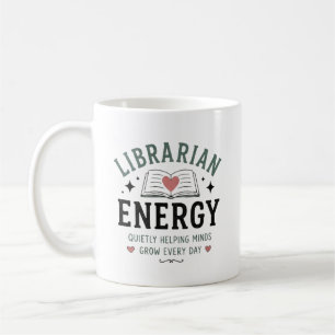 Caneca De Café Energia de Bibliotecário Ajudando Mentes Crescerem