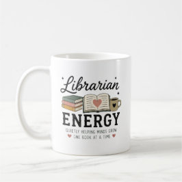 Caneca De Café Energia de Bibliotecário Ajudando Mentes Crescerem