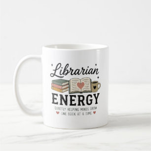 Caneca De Café Energia de Bibliotecário Ajudando Mentes Crescerem