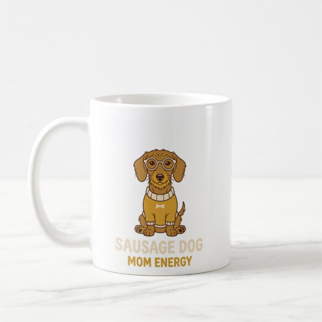Caneca de Café Energia de Mãe de Cachorro Salsicha (Esquerda)