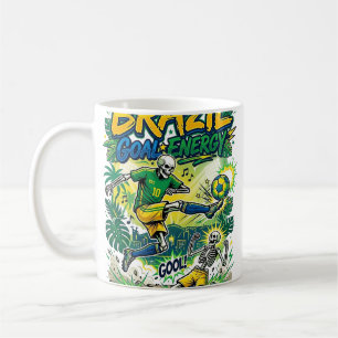 Caneca De Café Energia do Gol do Brasil Esqueleto Atacante Nações