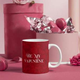 Caneca De Café Ênfase de Douradas Rosas vermelhas Românticas