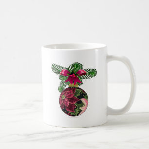 Caneca De Café Enfeite Burgundy Poinsettia Retro anos 50