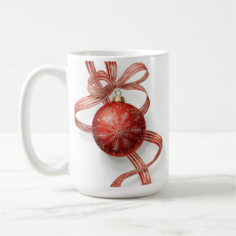 Caneca De Café Enfeite de Bolha Vermelha com Fita de Floco de Nev