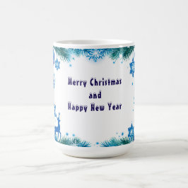 Caneca De Café Enfeites de Moldura de Feriado Festivo e Flocos de