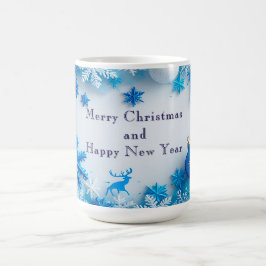 Caneca De Café Enfeites de Moldura de Feriado Festivo e Flocos de