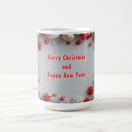 Caneca De Café Enfeites de Moldura de Festa e Flocos de Neve