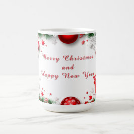 Caneca De Café Enfeites de Moldura de Festa e Flocos de Neve