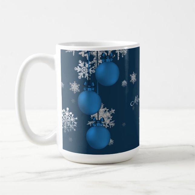 Caneca De Café Enfeites de natal azuis (Esquerda)