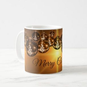 Caneca De Café Enfeites de natal castanhos Ouros elegantes