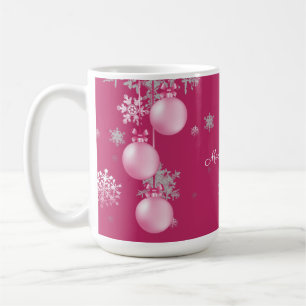 Caneca De Café Enfeites de natal cor-de-rosa