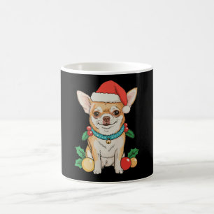 Caneca De Café Enfeites de Natal de Cachorro Chihuahua com Chapéu