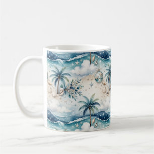 Caneca De Café Enfeites de Natal de Palmeiras Tropicais Festivas