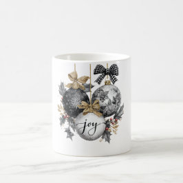 Caneca De Café Enfeites de Natal Elegantes Preto e Branco