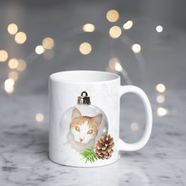 Caneca De Café Enfeites de natal gatinho amarelo bonito (Criador carregado)